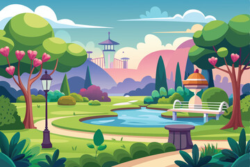 Naklejka premium beautiful park vector illustration