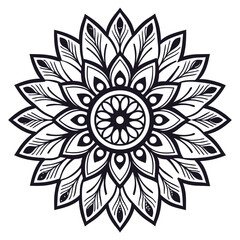 Ornate Black and White Mandala Design Circular Pattern Art