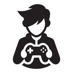 Gamer with Controller Silhouette for Video Games and Esports
