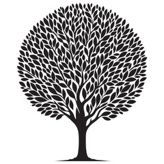 Naklejka premium Circular Tree Illustration Depicting Fullness of Life and Growth