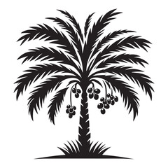 Obraz premium Black Palm Tree Silhouette Illustration for Tropical Landscapes and Designs