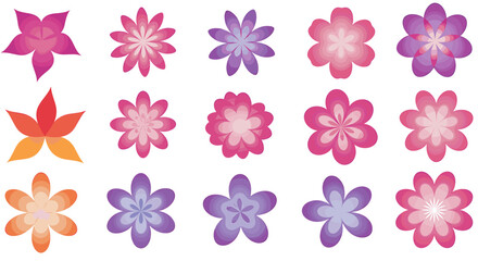 Obraz premium Set of gradient pink and purple flower icons