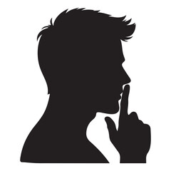 Silhouette of a Man Asking for Silence Symbolizing Discretion and Secrecy