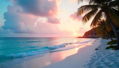 tropical beach with palm trees