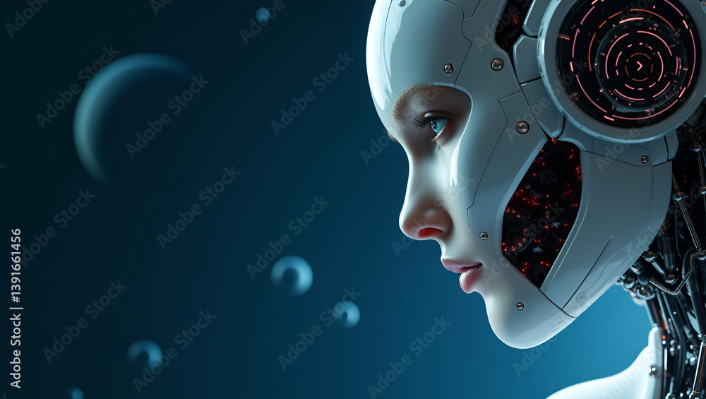 Poster robotics innovation wallpaper: merging mechanical design with minimalistic aesthetics in a vast empt