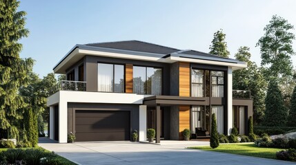 Modern House Exterior in Suburban Setting (2)