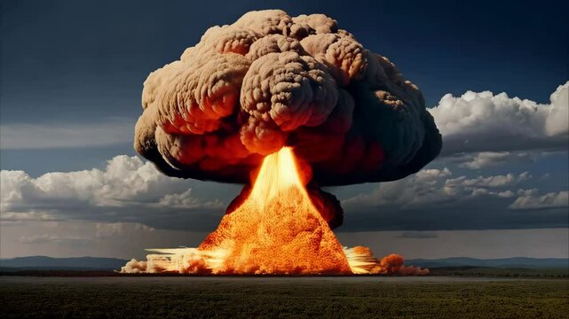 A powerful nuclear explosion created a huge cloud of smoke