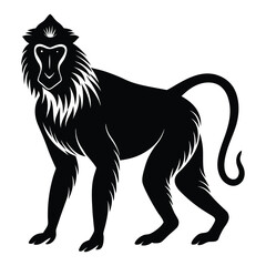 baboon silhouette white background.