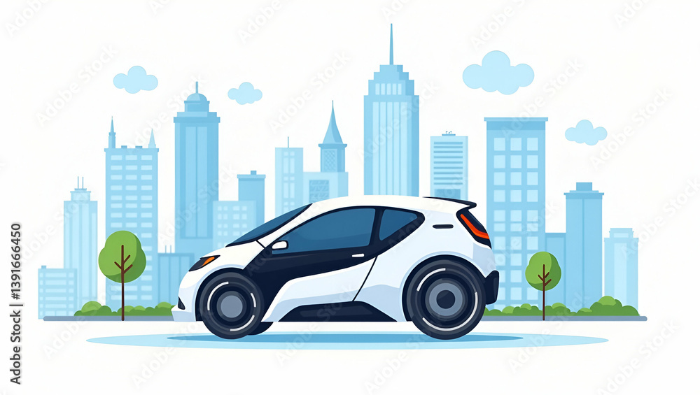 Poster flat innovative future mobility: robotics transforming urban transit with automation & advanced sens