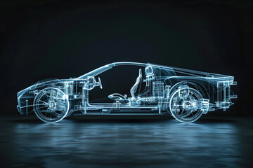 Power source for charging battery of beautiful hybrid electric car on road, abstract vivid composition consists of fictional unreal fantastic vision on background