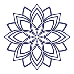 Fototapeta premium Geometric Mandala Design Abstract Floral Pattern, Navy Blue Lines
