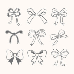Collection of Hand-drawn Bows and Ribbons