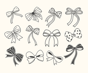Fototapeta premium Collection of Hand-drawn Bows and Ribbons