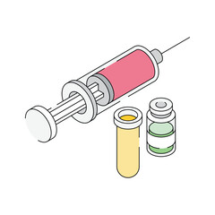 Ready to use modern isometric outline icon of vaccination syringe