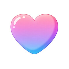 Gradient Pink purple blue Heart 3D icon symbol vector transparent no background