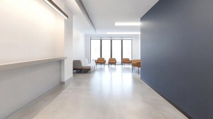 Fototapeta premium Modern waiting area with comfortable seating in bright spacious interior design