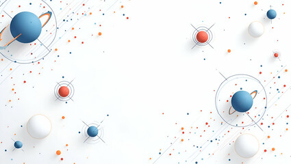 Flat Minimalist wallpaper design featuring abstract cosmic network patterns and futuristic antenna motifs symbolizing quantum communication in space advanced interstellar data exchange secure photonic