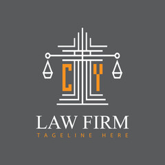 modern law firm justice logo design vector graphic template.	