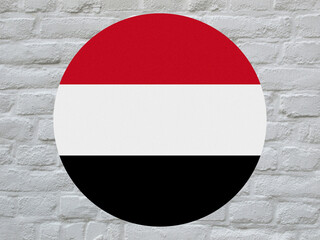 Naklejka premium round Yemeni flag of Yemen