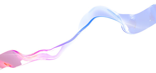 Abstract glass rainbow ribbon with pink blue gradient texture 3d background. Holographic liquid water wave with light refraction. Translucent curve tape with iridescent color effect