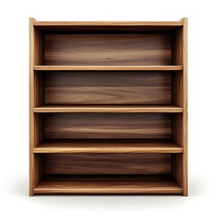 Empty Wooden Bookshelf: An inviting wooden bookshelf, meticulously crafted and waiting to be filled, stands as a testament to simplicity and purpose.