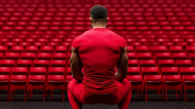 Player Kneeling in Moment of Reflection and Prayer Before a Game in Empty Stadium - Powered by Adobe