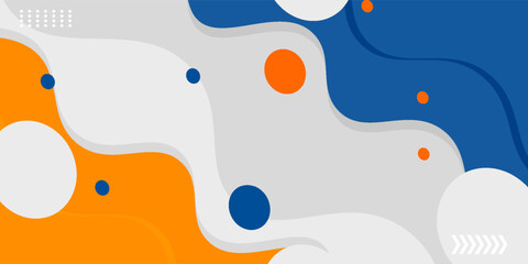 Blue and orange geometric business banner design. Creative banner design with wave shapes and lines for template. Simple design on white horizontal banner. Eps10 vector