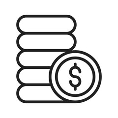 Dollar Coins icon vector image. Suitable for mobile apps, web apps and print media.