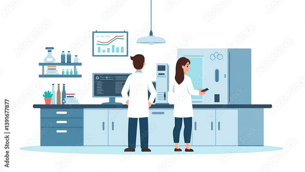 Poster flat innovative diagnostic laboratory executing real time genomic sequencing with high speed digital
