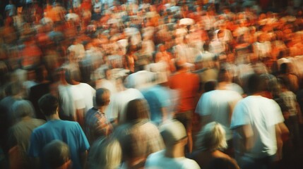 Crowd of people at outdoor concert, blurry motion. Use Event promotion