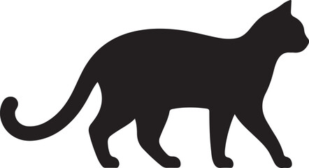 Black cat silhouette vector illustration of a mammal pet