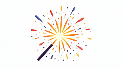 Innovative Pyrotechnics: Flat Lively Firecracker Excitement with Bold Color Bursts & Synchronized Light Choreography for Modern Celebrations - Cute Vector Illustration