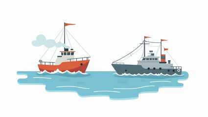 Flat Elegant imagery portraying maritime disputes with strategic seascape conflict territorial claims and naval standoffs captured in dynamic highresolution compositions in  Simple flat cute vector il