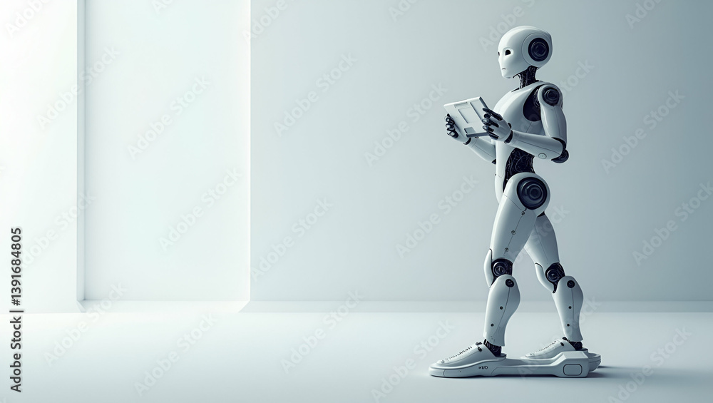 Poster smart robotics wallpaper design: merging intelligent automation with minimalistic aesthetics in a cu