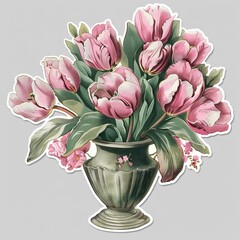 Obraz premium retro tulips in a vase sticker