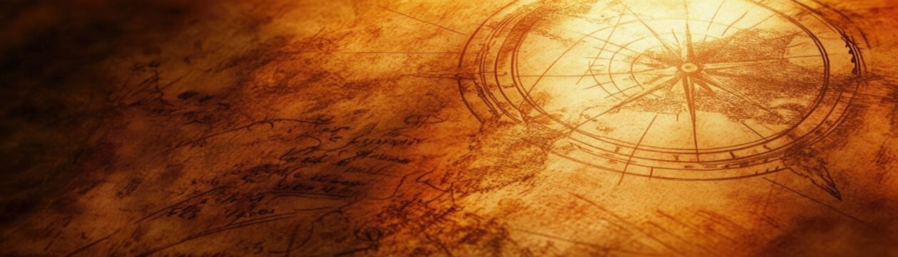 Antique map with compass