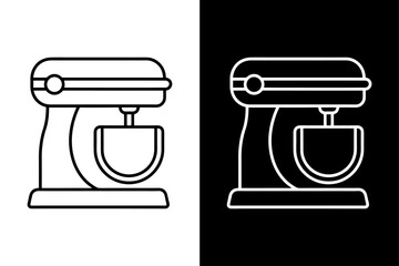 Stand Mixer Outline Vector – Icon in Black and White