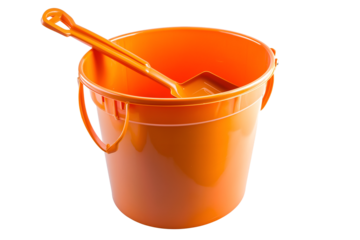 Orange Bucket and Shovel Toy for Playing in the Sand