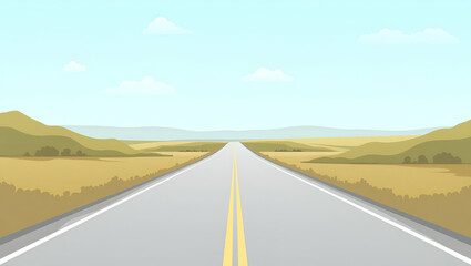 Explore Scenic Highways: Flat Illustrations of Road Trips with Clear Skies and Engaging Itineraries for Wanderlust Enthusiasts - Modern Travel Adventures Await!