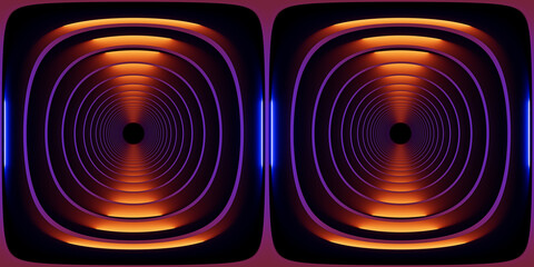 HDRI. Glowing neon lines. Full spherical panorama 360 degrees. 3D render illustration.
