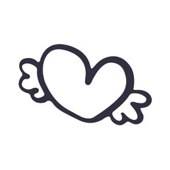 Hand Drawn Scribble Doodle Heart Wing