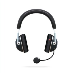 Fototapeta premium Illustration depicting a black and silver headset with a microphone