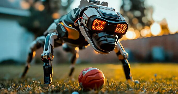 Robot Dog Fetches Toy in Slow-Mo