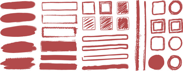 Collection of Brush Strokes and Design Elements. Set of hand drawn sketch brushes. Paint brush strokes, brushes, lines, grungy. Dirty artistic design elements