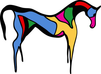 Abstract Hand Drawing Origami Style Multi Colored Geometric Horse Silhouette Logo Poster Vector Pattern Isolated Background