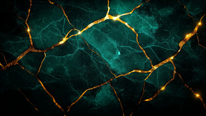stunning abstract teal green marble texture featuring intricate golden veins that create striking contrast, evoking sense of elegance and luxury