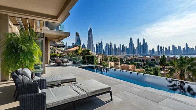 Luxury Villa Oasis with Stunning Dubai Skyline View and Relaxing Infinity Pool Experience