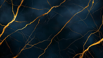 stunning black marble background with golden veins, showcasing dark blue hue that adds depth and elegance to any design. This evokes sense of luxury and sophistication