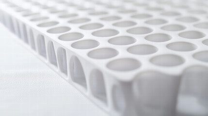 Fototapeta premium Honeycomb Pattern: A close-up shot showcases the repetitive structure of a white honeycomb pattern, highlighting the intricate geometric details and the play of light and shadow. 