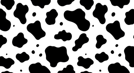 Seamless Cow Print Pattern: Black and White Abstract Spots for Textile, Fashion, and Design Projects
